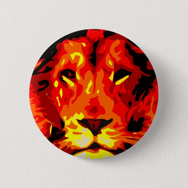 Fierce Red Lion Pinback Button (Front)
