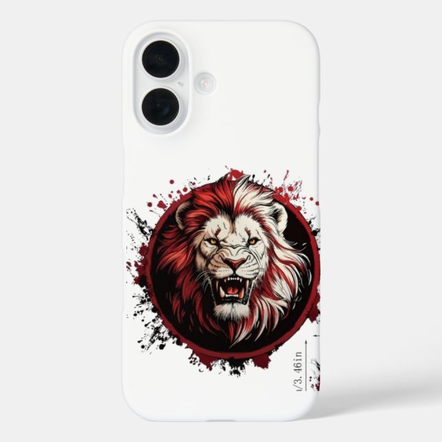 Fierce Red-Maned Lion Head  Tribal Grunge Style Case-Mate iPhone Case (Back)
