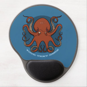 Fierce Red Octopus Tentacles Cartoon With Text Gel Mouse Pad