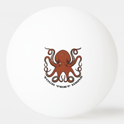 Fierce Red Octopus Tentacles Cartoon With Text Ping_Pong Ball