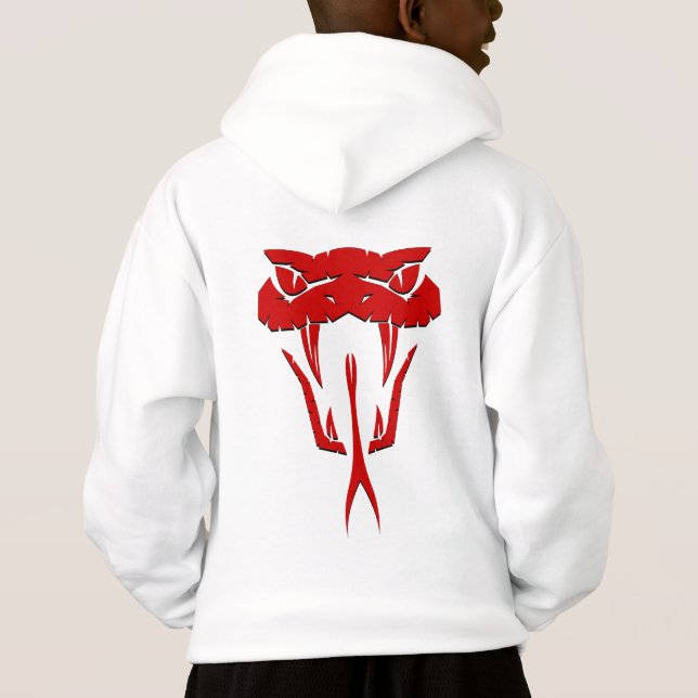 Fierce Red Snake Face Kid's  Hoodie (Back)