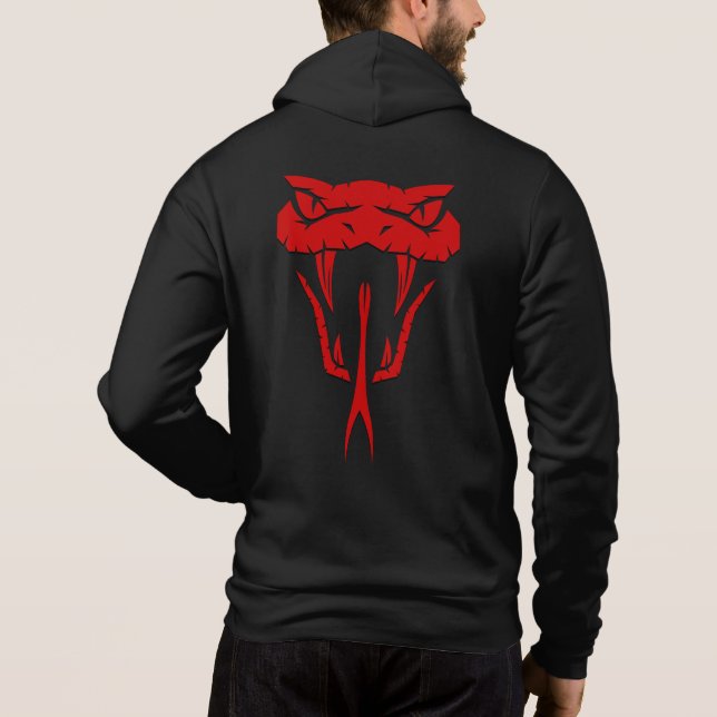 Fierce Red Snake Face Unisex Zip-Up  Hoodie (Back)