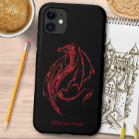 Fierce Red Tribal Dragon Silhouette Fantasy