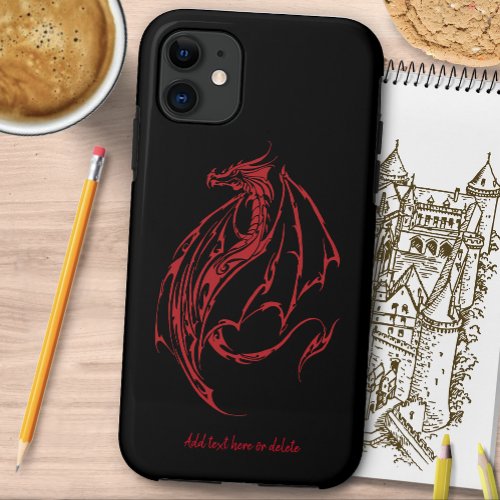 Fierce Red Tribal Dragon Silhouette Fantasy iPhone 11 Case