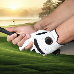 Fierce Red Tribal Dragon Silhouette Fantasy Golf Glove