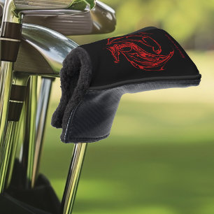 Fierce Red Tribal Dragon Silhouette Fantasy Golf Head Cover