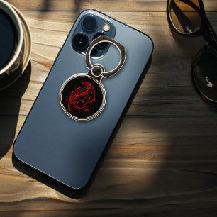 Fierce Red Tribal Dragon Silhouette Fantasy Phone Ring Stand