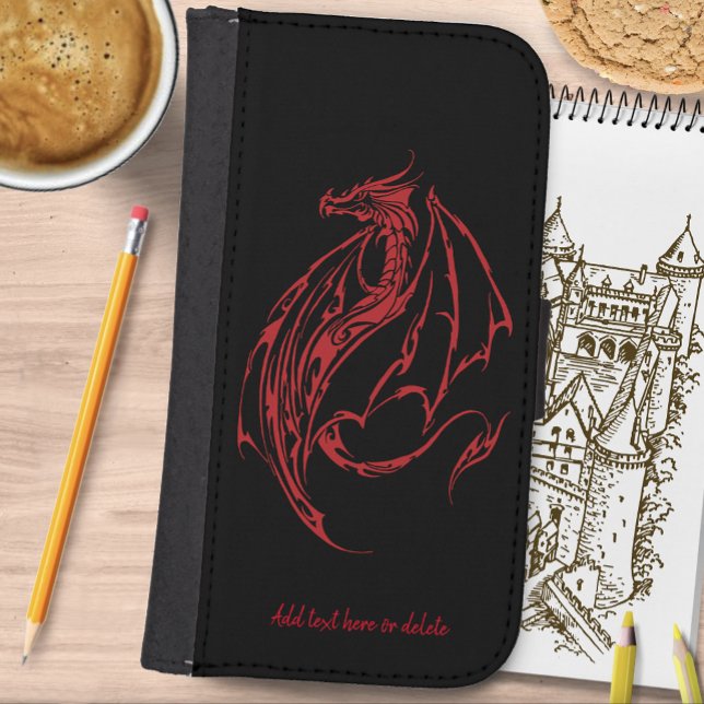 Fierce Red Tribal Dragon Silhouette Fantasy Samsung Galaxy Wallet Case (Creator Uploaded)