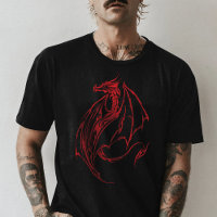 Fierce Red Tribal Dragon Silhouette Fantasy
