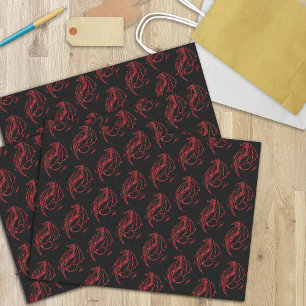 Fierce Red Tribal Dragon Silhouette Fantasy Tissue Paper