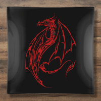 Fierce Red Tribal Dragon Silhouette Fantasy