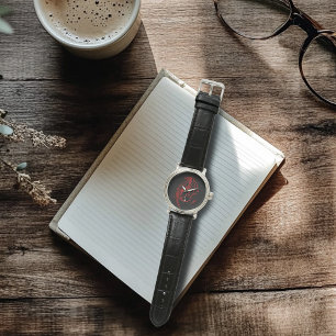 Fierce Red Tribal Dragon Silhouette Fantasy Watch