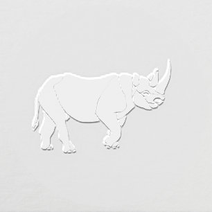 Fierce Rhinoceros Silhouette Image Only No Text Embosser