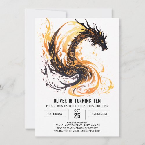 Fierce Roaring Fun Dragon Birthday Invitation
