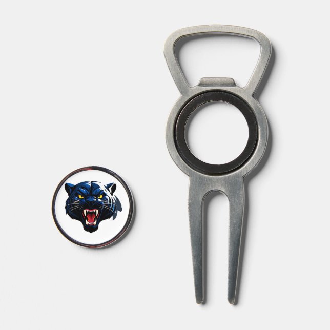 Fierce Roaring Panther Mascot Divot Tool (Front (Open))