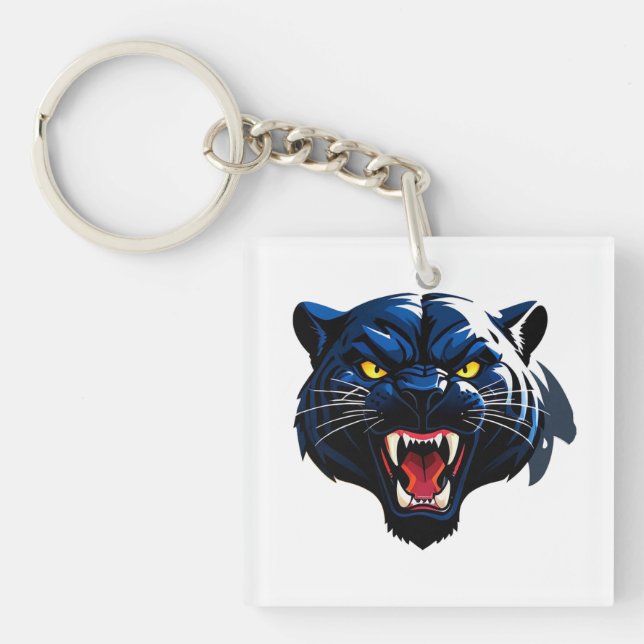 Fierce Roaring Panther Mascot Keychain (Front)