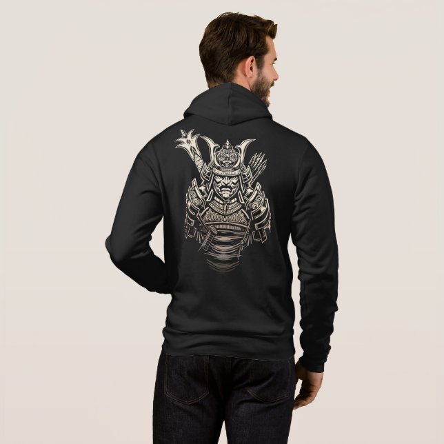Fierce Samurai Warrior – Bold Japanese Armor Hoodie (Back Full)