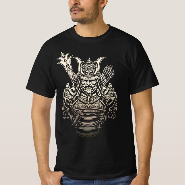 Fierce Samurai Warrior – Bold Japanese Armor T-Shirt (Front)