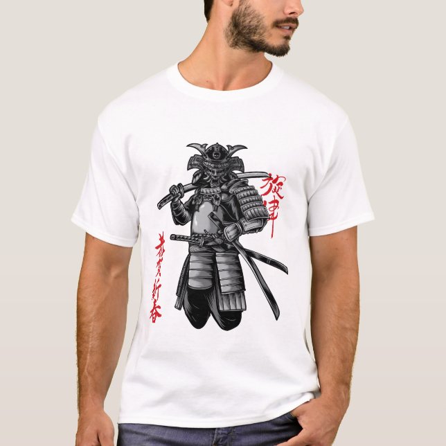 Fierce Samurai Warrior – Japanese Bushido Art T-Shirt (Front)