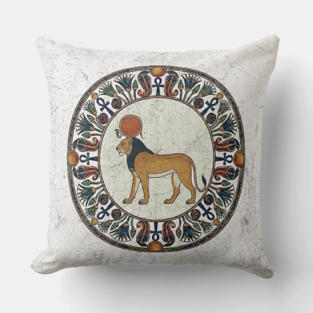 Fierce Sekhmet: Sacred Lioness of Ancient Egypt Throw Pillow (Front)