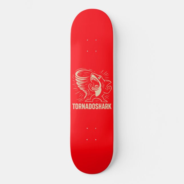 Fierce shark tornado art design for viral  skateboard (Front)