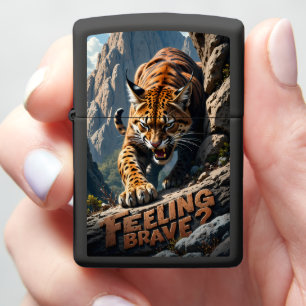 🐆 Fierce Spotted Cougar Mountain Rocks Zippo Lighter