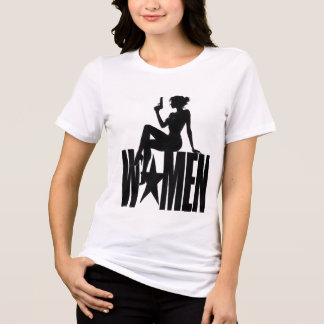 Fierce Spy Woman Silhouette Action Typography Tri-Blend Shirt
