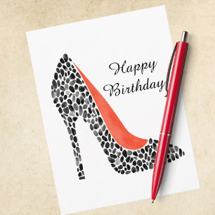 Fierce Stiletto High Heel Chic Watercolor Birthday Holiday Postcard
