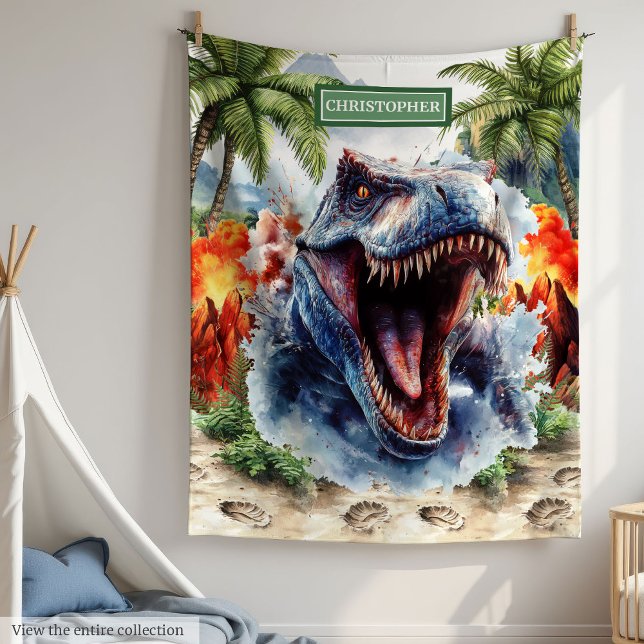 Fierce T-Rex Blanket Personalized Custom Name (Fierce T-Rex Blanket Personalized Custom Name)