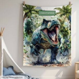 Fierce T-Rex Blanket Personalized Name for Boys