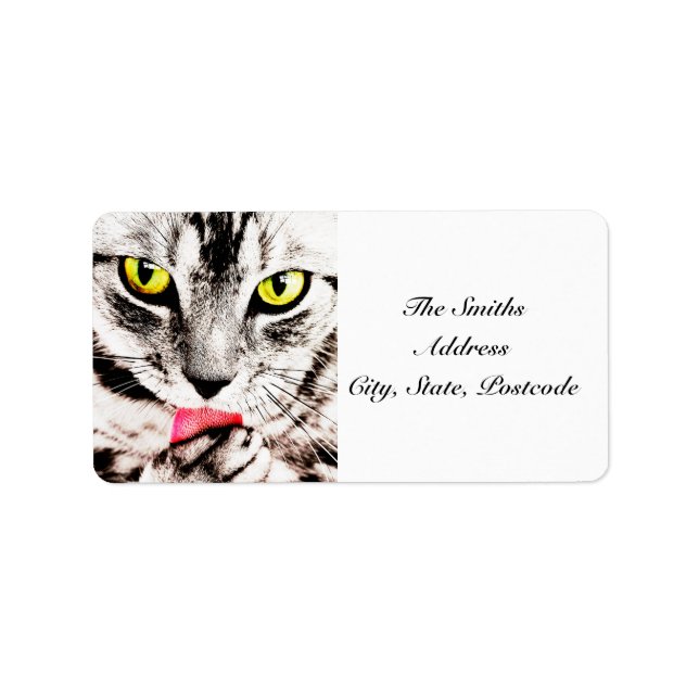 Fierce Tabby Cat Address Label (Front)