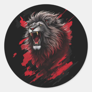 Fierce, the black lion classic round sticker