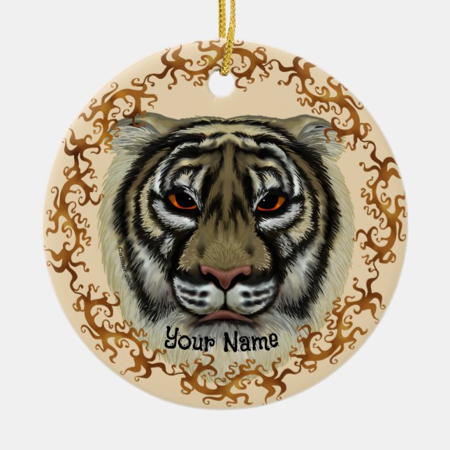 Fierce Tiger  Ceramic Ornament (Front)