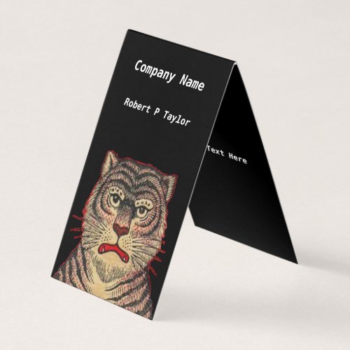 Fierce Tiger Head Black Stripes Red Outline Black Business Card