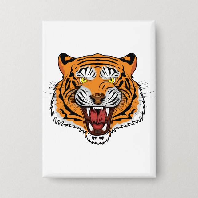 Fierce Tiger Head Illustration-24327 Button (Front)