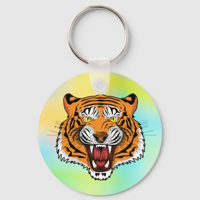 Fierce Tiger Head Illustration-24327 Keychain (Front)