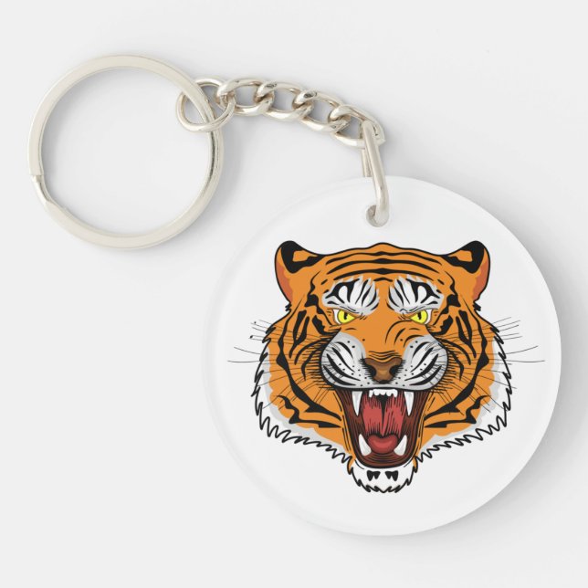 Fierce Tiger Head Illustration-24327 Keychain (Front)
