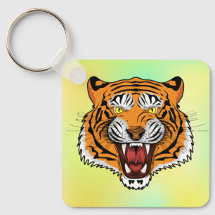 Fierce Tiger Head Illustration-24327 Keychain