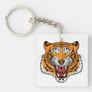 Fierce Tiger Head Illustration-24327 Keychain