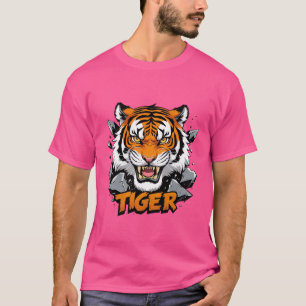 Fierce Tiger Head Illustration – Bold Cartoon T-Shirt