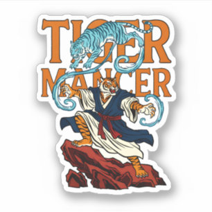 Fierce Tiger Mancer Master Asian Fantasy Spirit Sticker