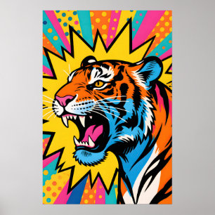 Fierce Tiger Pop Art Poster