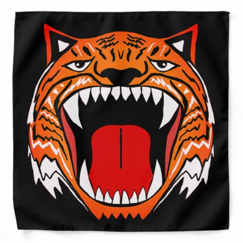 Fierce Tiger Roaring Black Bandana