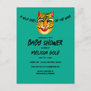 Fierce Tiger Wild One Cute Edgy BABY SHOWER CUSTOM Invitation Postcard