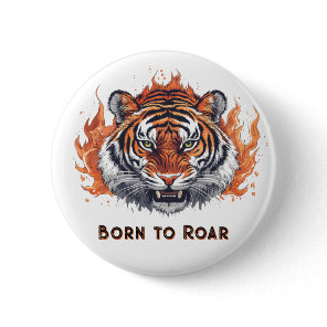 Fierce Tiger with Flames - Customizable Text Button