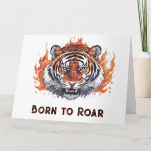 Fierce Tiger with Flames - Customizable Text Card