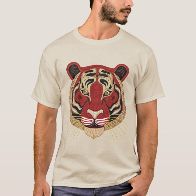 Fierce Tribal Tiger Face T-Shirt (Front)