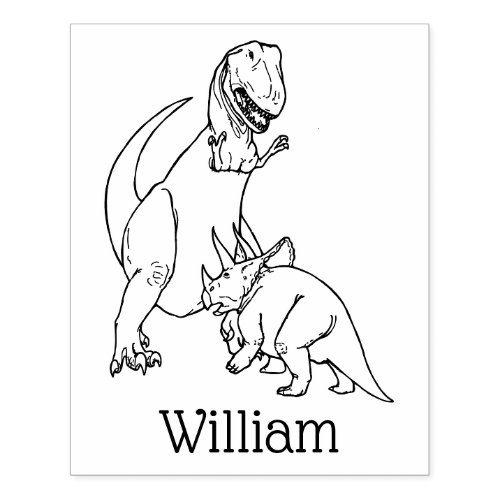Fierce Tyrannosaurus Triceratops Dinosaur Name Rubber Stamp