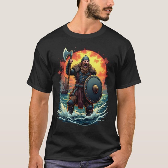 Fierce Viking Warrior Graphic Tee (Front)