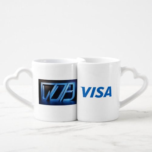 Fierce Visa Logo Art on Black and Blue Background_ Coffee Mug Set